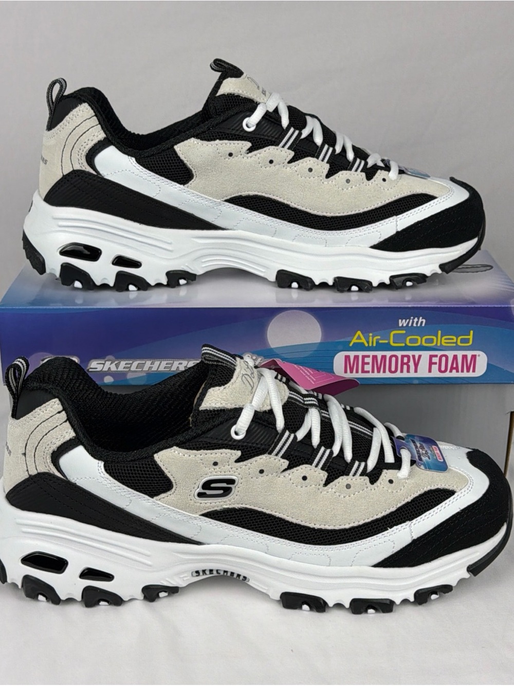 Skechers D'Lites New Legacy Shoes Women’s Black/White Sneakers 150860
